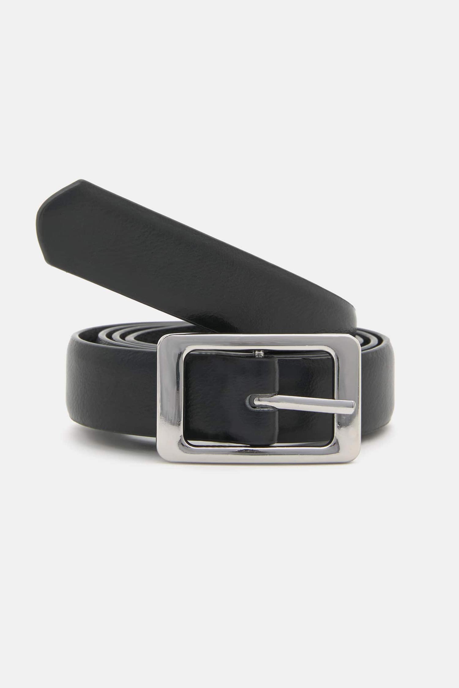 Faux leather black belt
